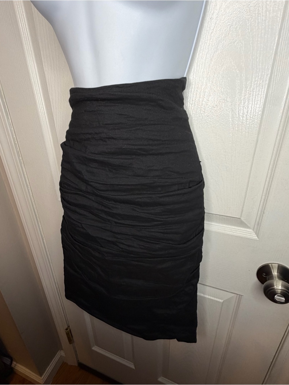 Nicole Miller Artelier Women’s 8 Black High Waisted Pencil Skirt Ruched Y2K - Picture 12 of 15